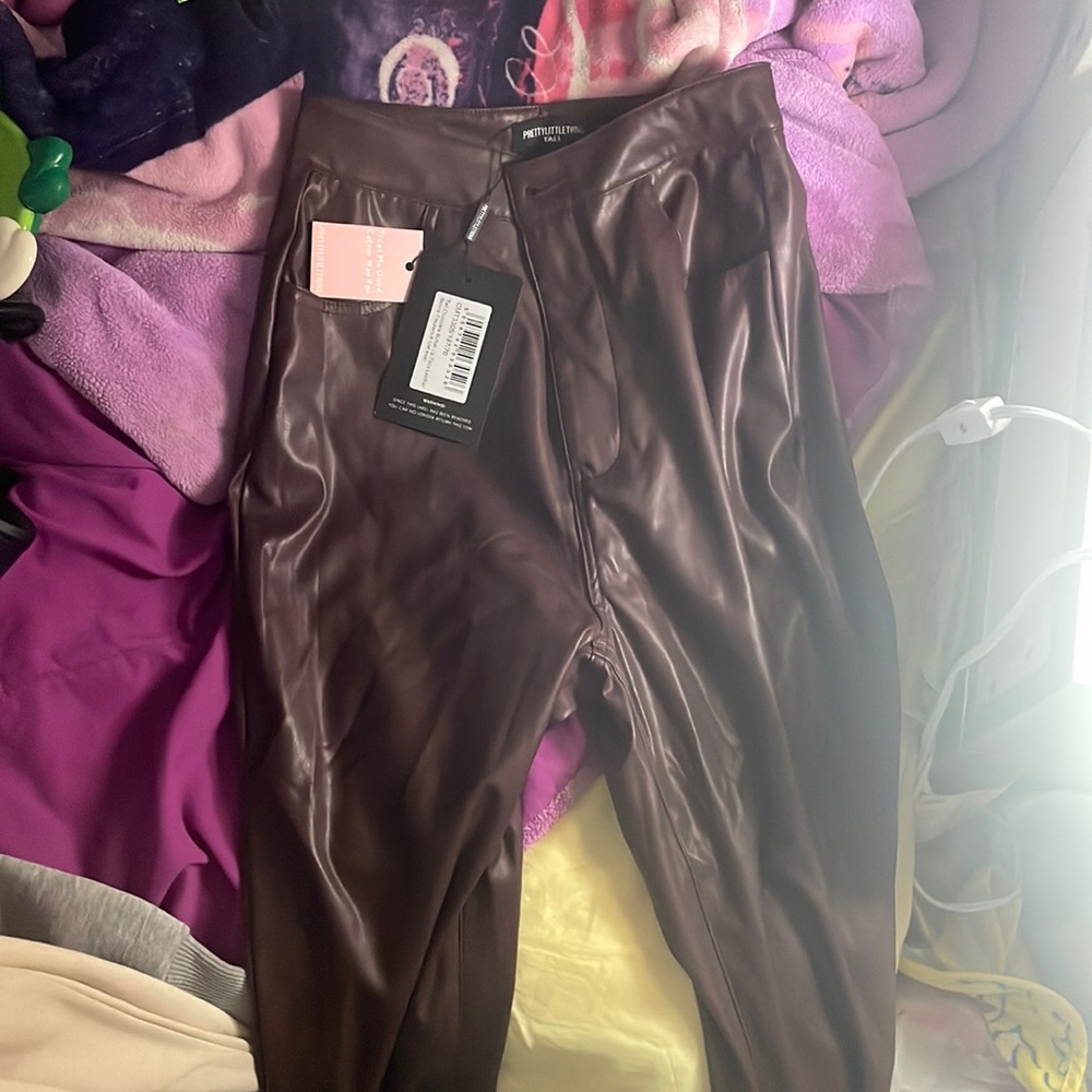 Chocolate brown leather pants